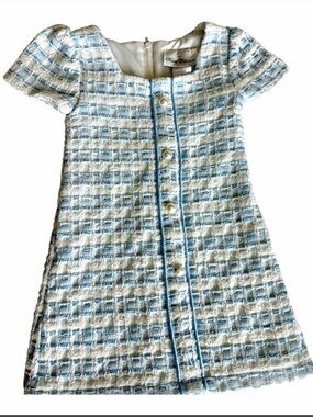 Toddler Girl Tweed Dress 3T Blue White Elegant Party Holiday Dress